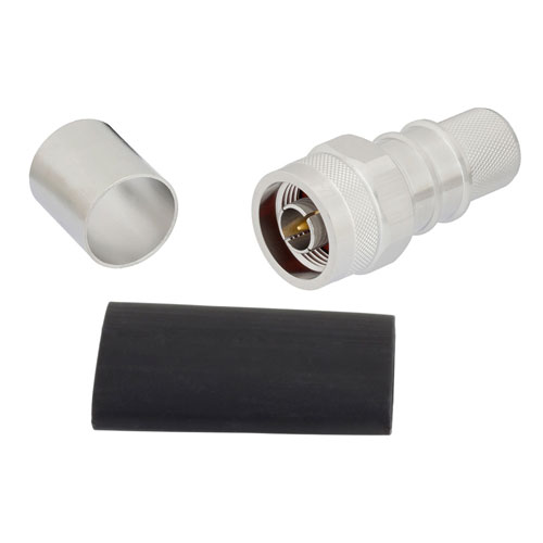 N Male (Plug) Connector For LMR-600 Cable, Crimp/Non-Solder Contact, Tri-Metal Plated Brass Body, Length 1.82 In EZ-600-NMH-X