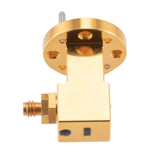 WR-12 to 1.0mm Female Waveguide to Coax Adapter UG-387/U Round Cover Flange with 60 GHz to 90 GHz E Band in Aluminum, Gold FM-W12CA001A