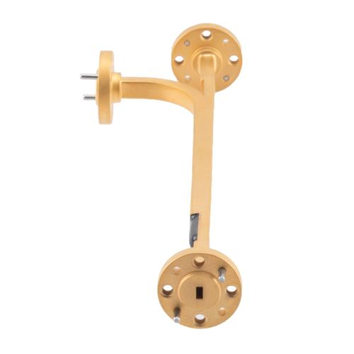 10 dB WR-12 Waveguide Broadwall Coupler with UG-387/U Round Cover Flange and E-Plane Coupled Port from 60 GHz to 90 GHz, Copper Gold FM-W12CP003A-10