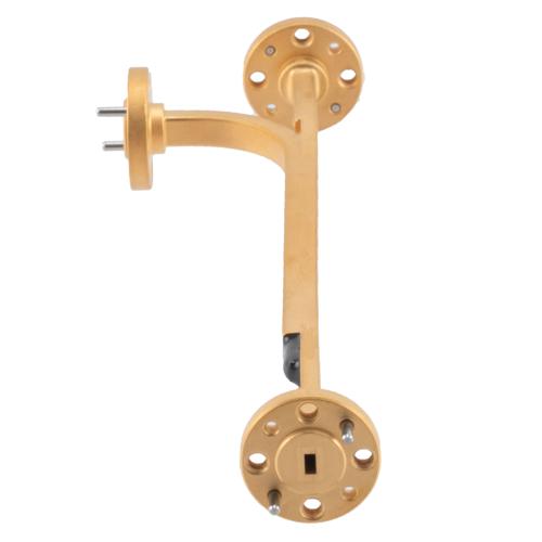 20 dB WR-12 Waveguide Broadwall Coupler with UG-387/U Round Cover Flange and E-Plane Coupled Port from 60 GHz to 90 GHz, Copper Gold FM-W12CP003A-20