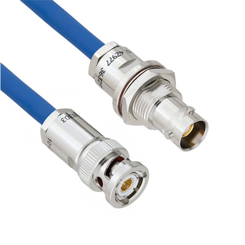 Halogen Free 1553 TRB 3-Slot Plug to TRB 3-Lug Jack Bulkhead Cable 78 Ohm TWCH-78-2 Coax in 60 Inch FM3MSA00227-60