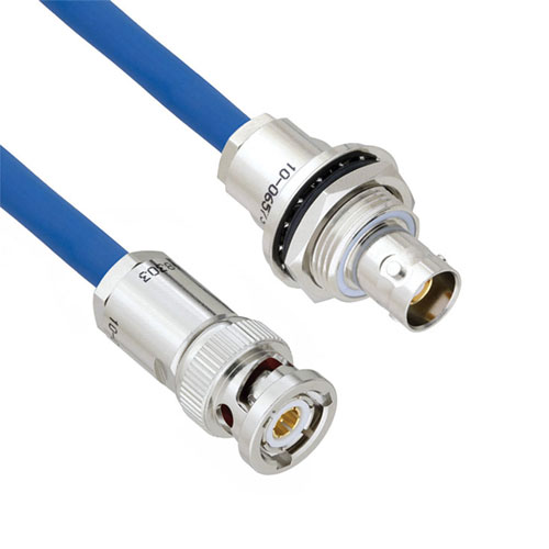 Halogen Free 1553 TRB 3-Slot Plug to TRB 3-Lug Jack Bulkhead Isolated Cable 78 Ohm TWCH-78-2 Coax in 24 Inch FM3MSA00228-24