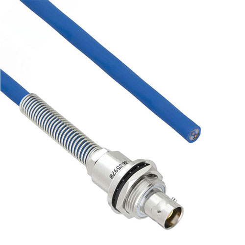 Halogen Free Bend Relief 3-Lug TRB Bulkhead Insulated Jack with Blunt Cut for 78 Ohm TWCH-78-2, 48" Cable FM3MSA00405-48
