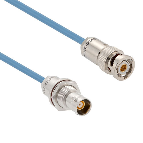 1553 TRB 3-Slot Plug to TRB 3-Lug Jack Bulkhead Cable 78 Ohm FMBC-30-02003 Coax in 12 Inch with LF Solder FM3MSA00473-12