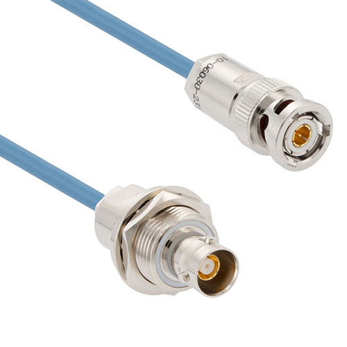 1553 TRB 3-Slot Plug to TRB 3-Lug Jack Bulkhead Insulated Cable 78 Ohm FMBC-30-02003 Coax in 60 Inch with LF Solder FM3MSA00474-60