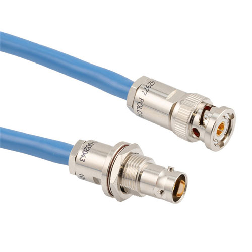 1553 TRB 3-Slot Plug to TRB 3-Lug Jack Bulkhead Cable 78 Ohm FMBC-30-02001 Coax in 24 Inch with LF Solder FM3MSA00543-24