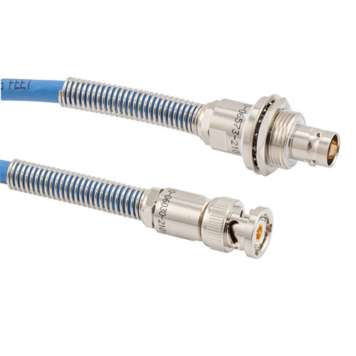 1553 TRB 3-Slot Plug to TRB 3-Lug Jack Bulkhead Insulated Cable 78 Ohm FMBC-30-02001 Coax in 48 Inch with Bend Relief with LF Solder FM3MSA00549-48