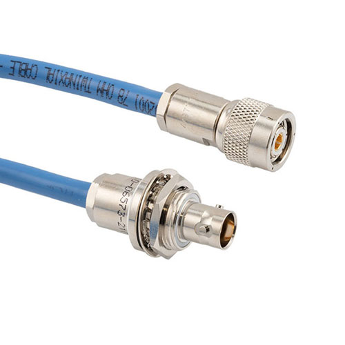 Lead Free Threaded TRB Plug to 3-Lug TRB Bulkhead Insulated Jack for 78 Ohm FMBC-30-02001, 12" Cable FM3MSA00564-12