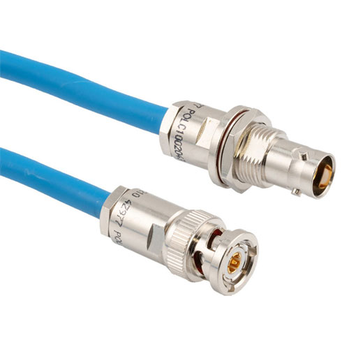 LSZH 1553 TRB 3-Slot Plug to TRB 3-Lug Jack Bulkhead Cable 78 Ohm TWCH-78-2 Coax in 60 Inch FM3MSA00578-60