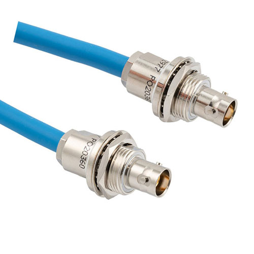 Lead Free LSZH 3-Lug TRB Bulkhead Insulated Jack to Jack for 78 Ohm TWCH-78-2, 60" Cable FM3MSA00589-60