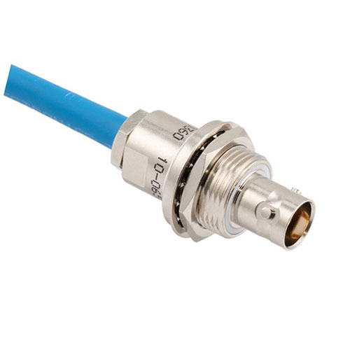 Lead Free LSZH 3-Lug TRB Bulkhead Insulated Jack with Blunt Cut for 78 Ohm TWCH-78-2, 12" Cable FM3MSA00590-12