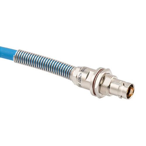 LSZH 1553 TRB 3-Lug Jack Bulkhead NonIsolated to Blunt Cut Genderless Cable 78 Ohm TWCH-78-2 Coax in 48 Inch with Bend Relief FM3MSA00596-48