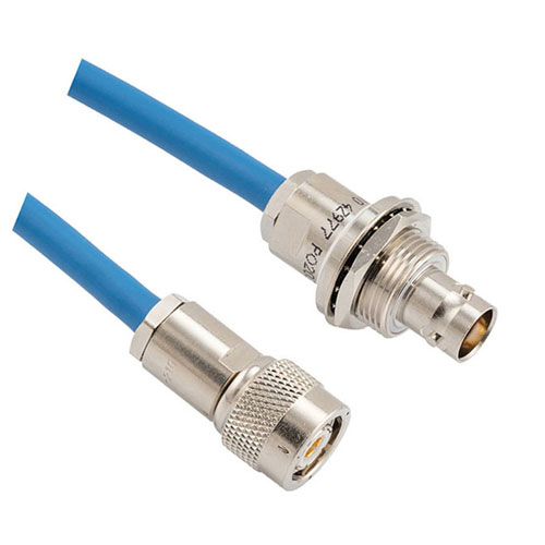 Lead Free LSZH Threaded TRB Plug to 3-Lug TRB Bulkhead Insulated Jack for 78 Ohm TWCH-78-2, 60" Cable FM3MSA00599-60