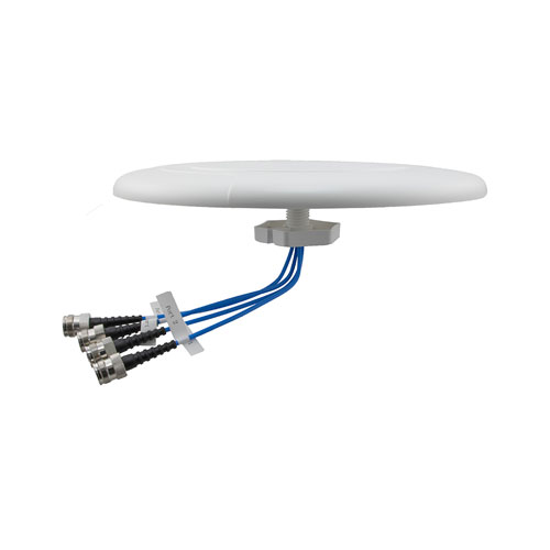 Indoor DAS Ceiling Omni Antenna, 5 dBi, 617 MHz - 6000 MHz, 4 x 4.3-10 Female, Low PIM FM51242