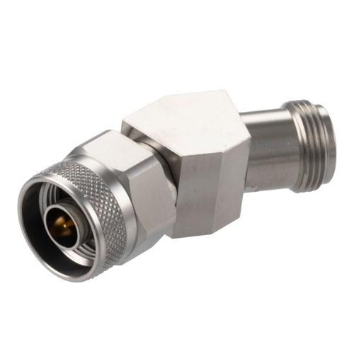 30 Degree Angle N Plug (Male) to N Jack (Female) Adapter with Passivated Stainless Steel Body FMAD10120