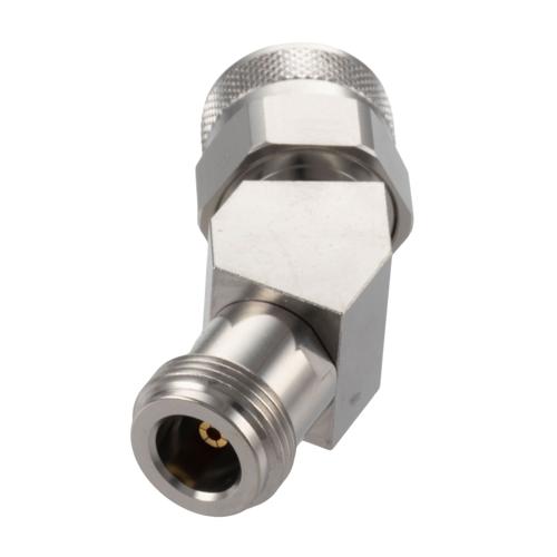 30 Degree Angle N Plug (Male) to N Jack (Female) Adapter with Passivated Stainless Steel Body FMAD10120