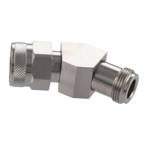 30 Degree Angle N Plug (Male) to N Jack (Female) Adapter with Passivated Stainless Steel Body FMAD10120