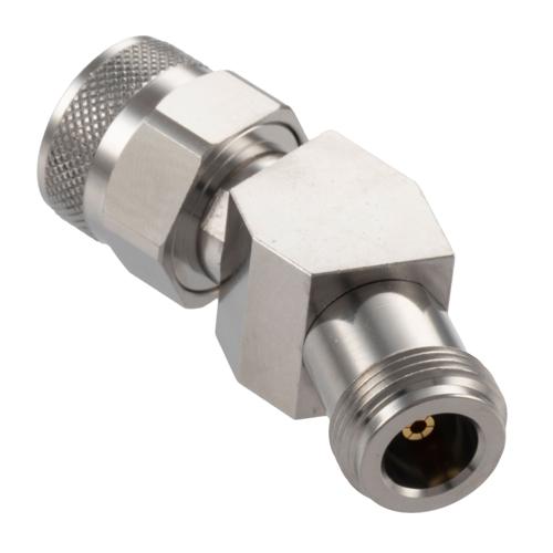 30 Degree Angle N Plug (Male) to N Jack (Female) Adapter with Passivated Stainless Steel Body FMAD10120