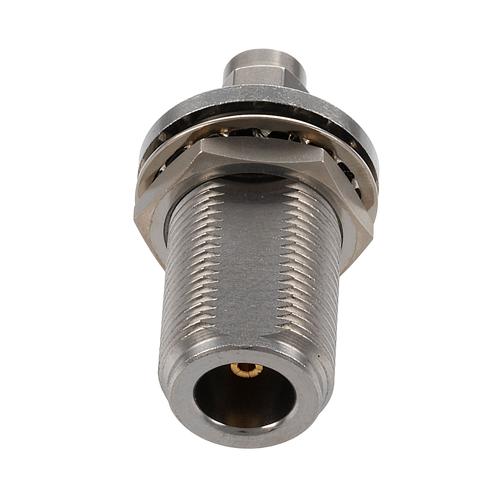 Bulkhead SMA Male (Plug) to N Female (Jack) Adapter with Passivated Stainless Steel Body FMAD10141
