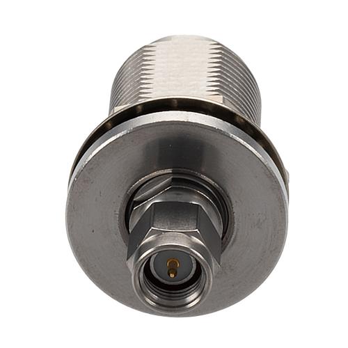 Bulkhead SMA Male (Plug) to N Female (Jack) Adapter with Passivated Stainless Steel Body FMAD10141