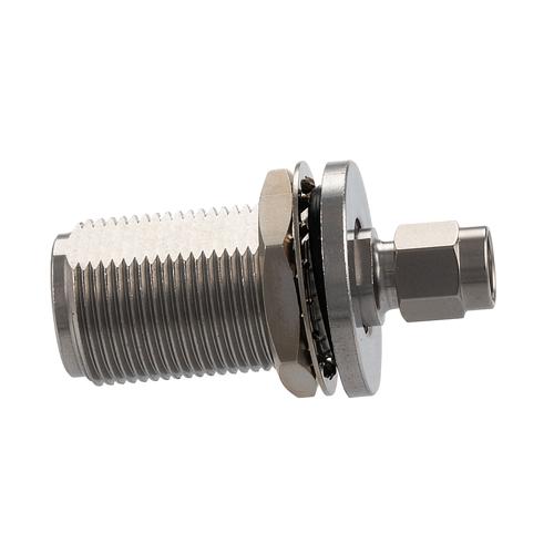Bulkhead SMA Male (Plug) to N Female (Jack) Adapter with Passivated Stainless Steel Body FMAD10141