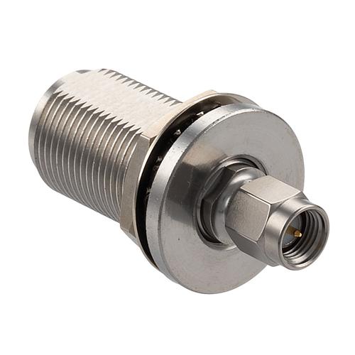 Bulkhead SMA Male (Plug) to N Female (Jack) Adapter with Passivated Stainless Steel Body FMAD10141