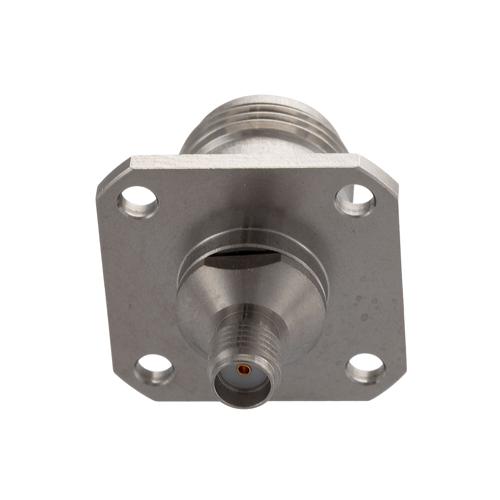 SMA Female (Jack) to N Female (Jack) 4 Hole Flange Adapter, Passivated Stainless Steel Body, 1.2 VSWR FMAD10146