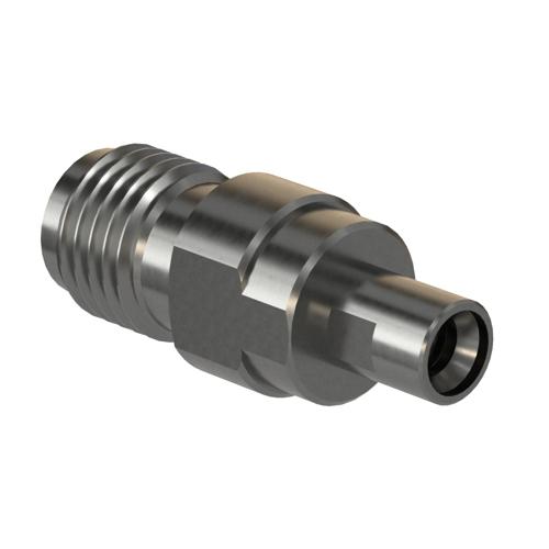 Engineering Grade SMA Female (Jack) to Mini SMP Male (Plug) Full Detent Adapter with Passivated Stainless Steel Body FMAD10178