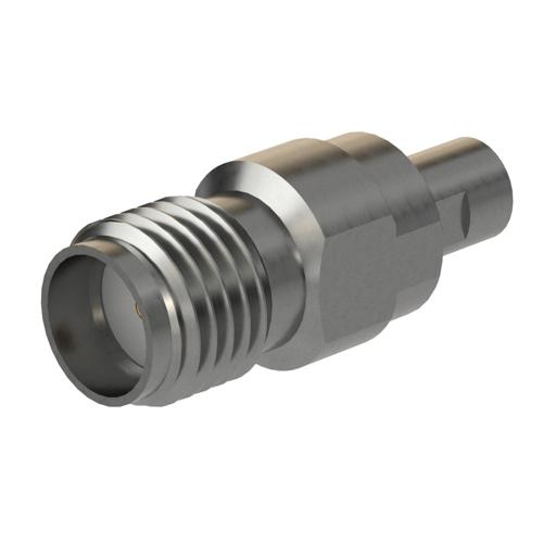 Engineering Grade SMA Female (Jack) to Mini SMP Male (Plug) Smooth Bore Adapter with Passivated Stainless Steel Body FMAD10179
