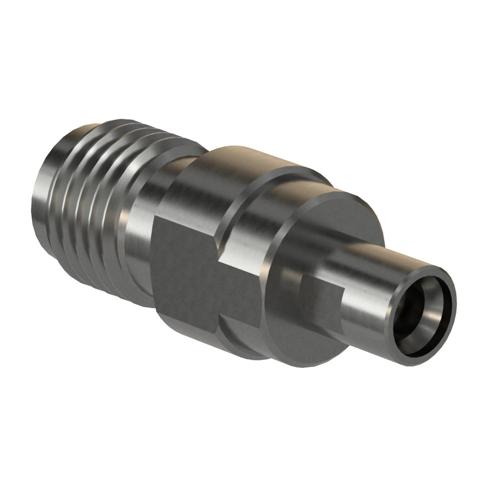 Engineering Grade SMA Female (Jack) to Mini SMP Male (Plug) Smooth Bore Adapter with Passivated Stainless Steel Body FMAD10179