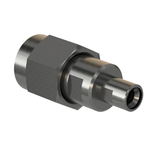 Engineering Grade SMA Male (Plug) to Mini SMP Male (Plug) Smooth Bore Adapter with Passivated Stainless Steel Body FMAD10181