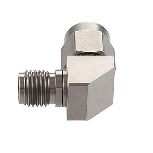 Miter RA 2.92mm Male (Plug) to 2.92mm Female (Jack) Adapter, Passivated Stainless Steel Body, 1.25 VSWR FMAD1206