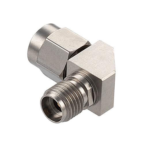 Miter RA 2.92mm Male (Plug) to 2.92mm Female (Jack) Adapter, Passivated Stainless Steel Body, 1.25 VSWR FMAD1206