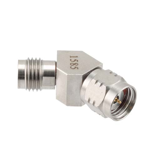 1.85mm Male (Plug) to 1.85mm Female (Jack) Adapter, 45 Degree Angle, 67GHz, VSWR 1.35 FMAD1585