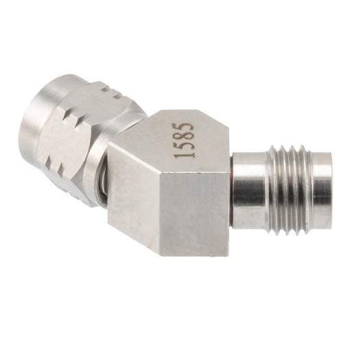 1.85mm Male (Plug) to 1.85mm Female (Jack) Adapter, 45 Degree Angle, 67GHz, VSWR 1.35 FMAD1585