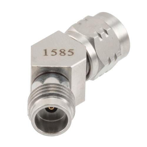1.85mm Male (Plug) to 1.85mm Female (Jack) Adapter, 45 Degree Angle, 67GHz, VSWR 1.35 FMAD1585