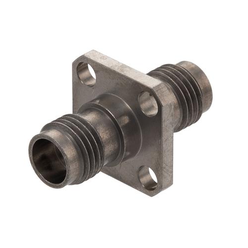 High Temperature Adapter 4 Hole Flange 1.85mm Female to 1.85mm Female, 67GHz VSWR1.25, MIL-STD 348B with Stainless Steel Body FMAD1673