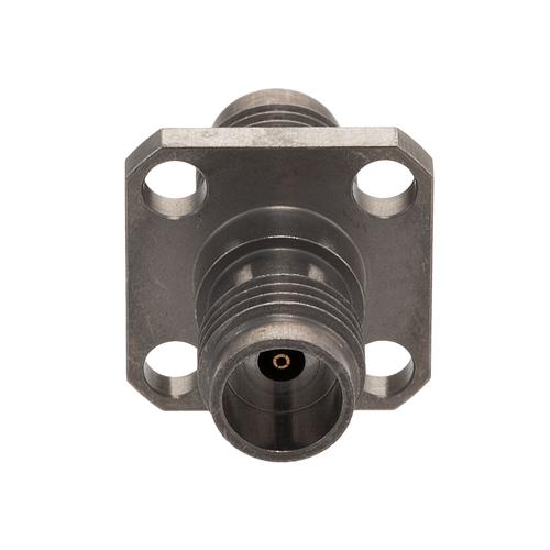 High Temperature Adapter 4 Hole Flange 1.85mm Female to 1.85mm Female, 67GHz VSWR1.25, MIL-STD 348B with Stainless Steel Body FMAD1673
