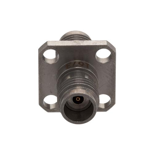High Temperature Adapter 4 Hole Flange 1.85mm Female to 1.85mm Female, 67GHz VSWR1.25, MIL-STD 348B with Stainless Steel Body FMAD1673