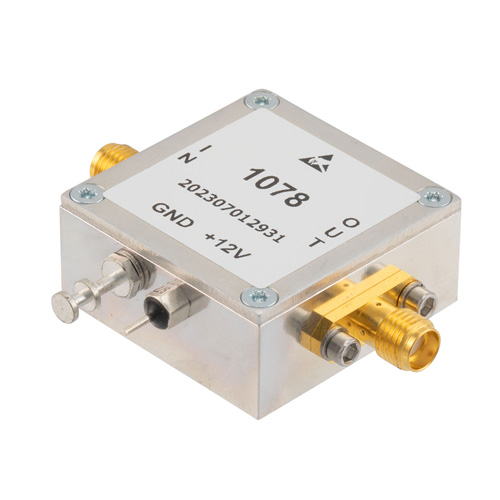 0.6 dB NF Low Noise Amplifier, Operating from 700 MHz to 2700 MHz with 36 dB Gain, 25 dBm P1dB and SMA FMAM1078