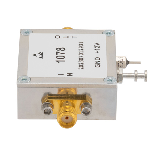 0.6 dB NF Low Noise Amplifier, Operating from 700 MHz to 2700 MHz with 36 dB Gain, 25 dBm P1dB and SMA FMAM1078