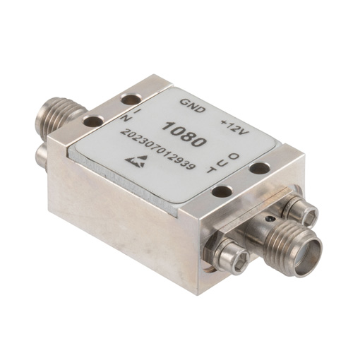 1.0 dB NF Low Noise Amplifier, Operating from 1 GHz to 6 GHz with 18 dB Gain, 18.5 dBm P1dB and SMA FMAM1080