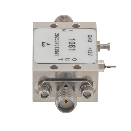 2.1 dB NF Low Noise Amplifier, Operating from 10 MHz to 6 GHz with 18 dB Gain, 20 dBm P1dB and SMA FMAM1081