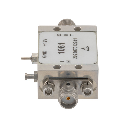 2.1 dB NF Low Noise Amplifier, Operating from 10 MHz to 6 GHz with 18 dB Gain, 20 dBm P1dB and SMA FMAM1081