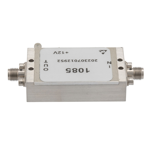 2.0 dB NF Low Noise Amplifier, Operating from 50 MHz to 8 GHz with 50 dB Gain, 19 dBm P1dB and SMA FMAM1085
