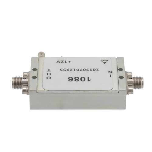 2.0 dB NF Low Noise Amplifier, Operating from 10 MHz to 6 GHz with 39 dB Gain, 23 dBm P1dB and SMA FMAM1086