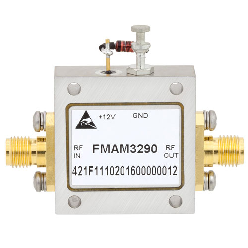 2.5 dB NF, 2 GHz to 8 GHz, Low Noise Broadband Amplifier with 13 dBm, 14 dB Gain and SMA FMAM3290