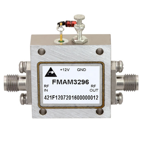 3.5 dB NF, 12 GHz to 18 GHz, Low Noise Broadband Amplifier with 13 dBm, 18 dB Gain and SMA FMAM3296