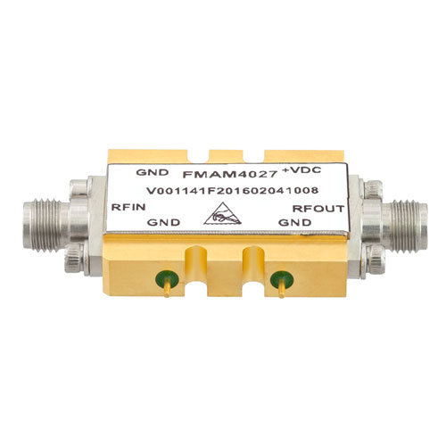 17 GHz to 24 GHz, Medium Power Broadband Amplifier with 25 dBm, 22 dB Gain and 2.92mm FMAM4028