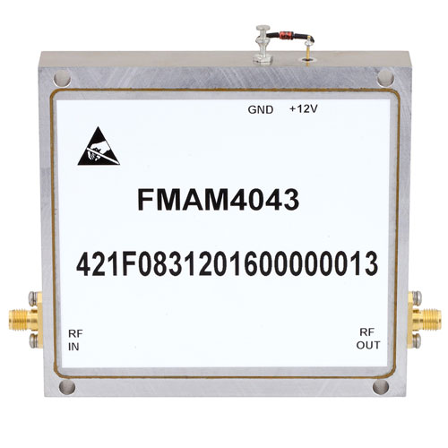2 GHz to 6 GHz, Medium Power Broadband Amplifier with 3 Watt, 44 dB Gain and SMA FMAM4043